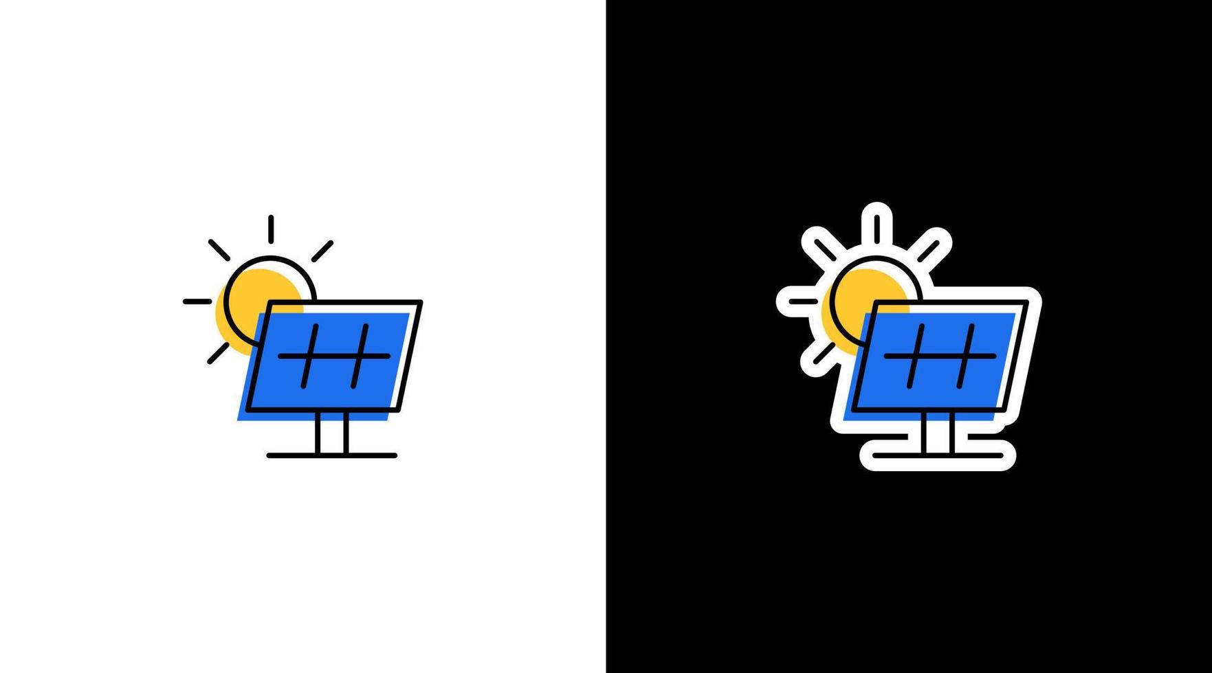 sol- Sol energi panel miljö- logotyp ikon klistermärke vektor