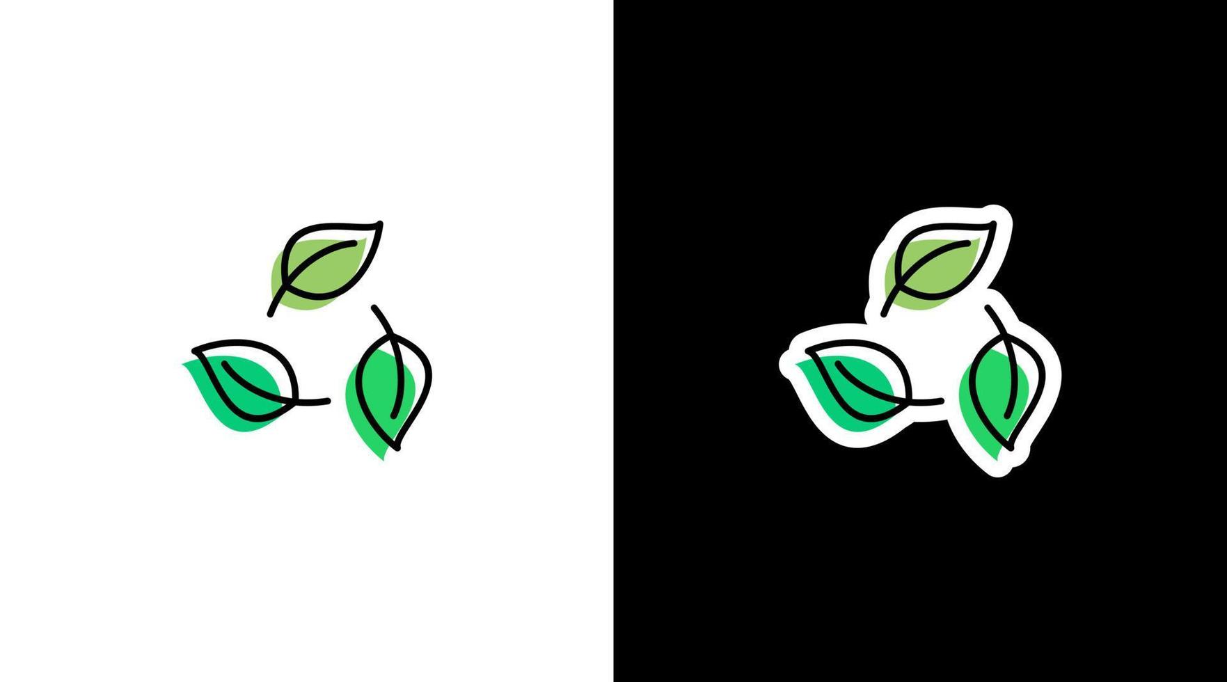 grön löv cirkel miljö- logotyp ikon klistermärke vektor