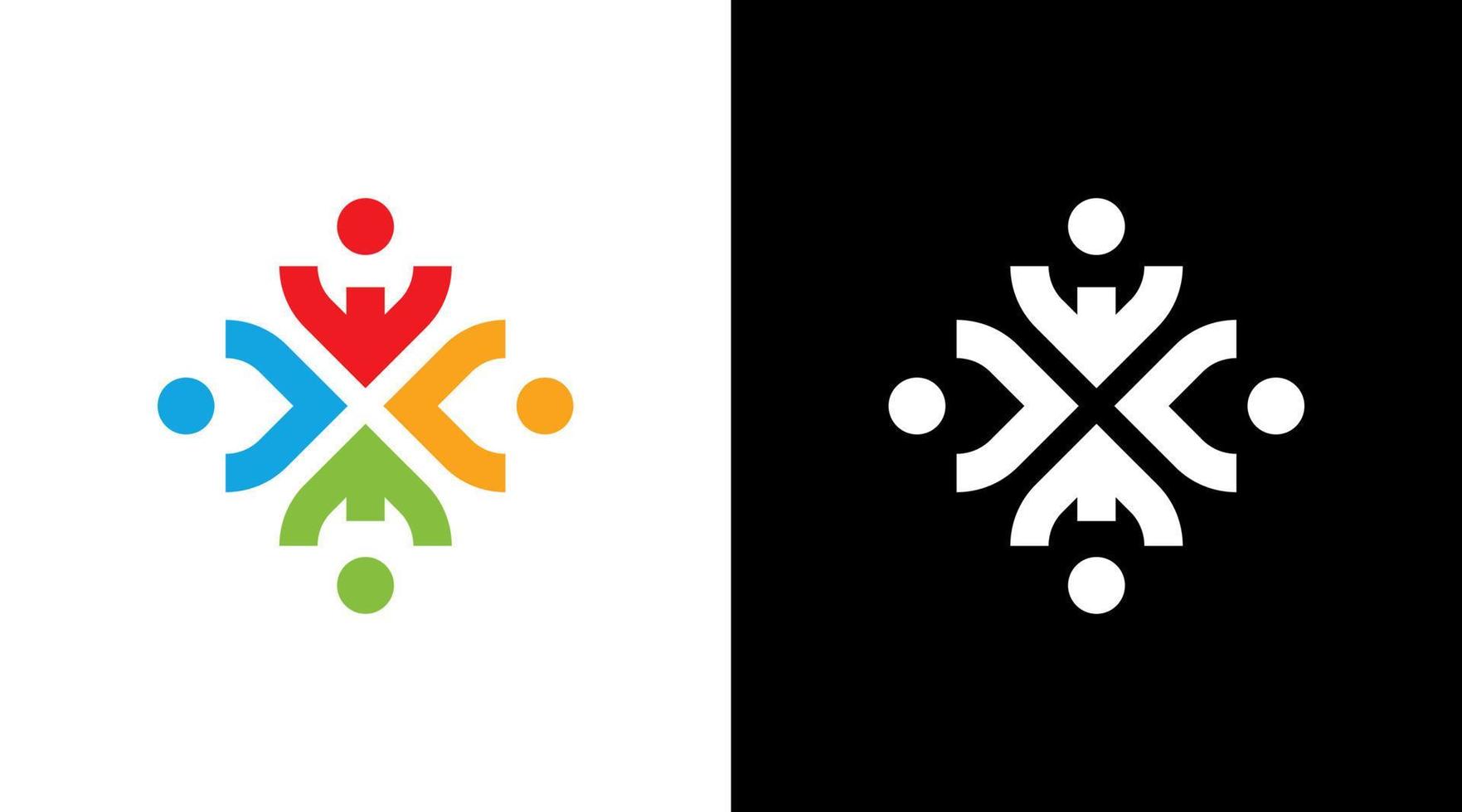 Gemeinschaft Menschen Gruppe Logo bunt Monogramm Symbol Design Konzept vektor
