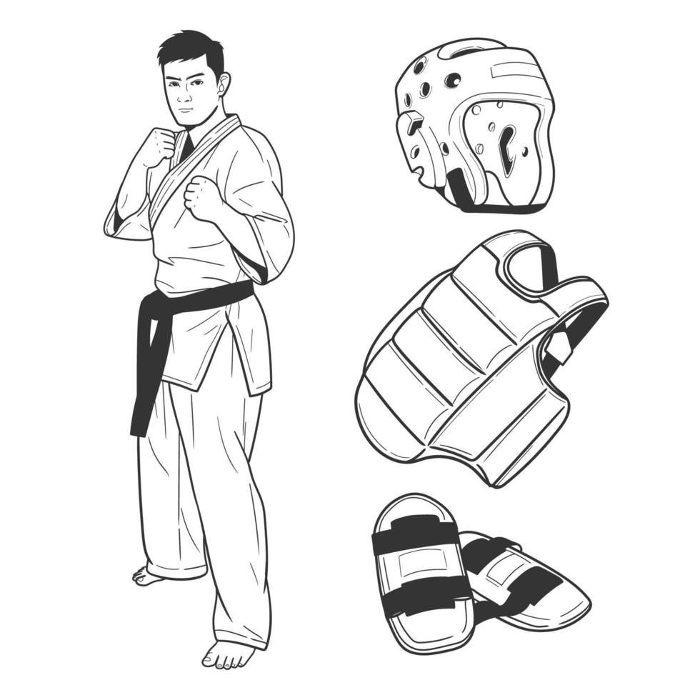 Karate einstellen Vektor Illustration.