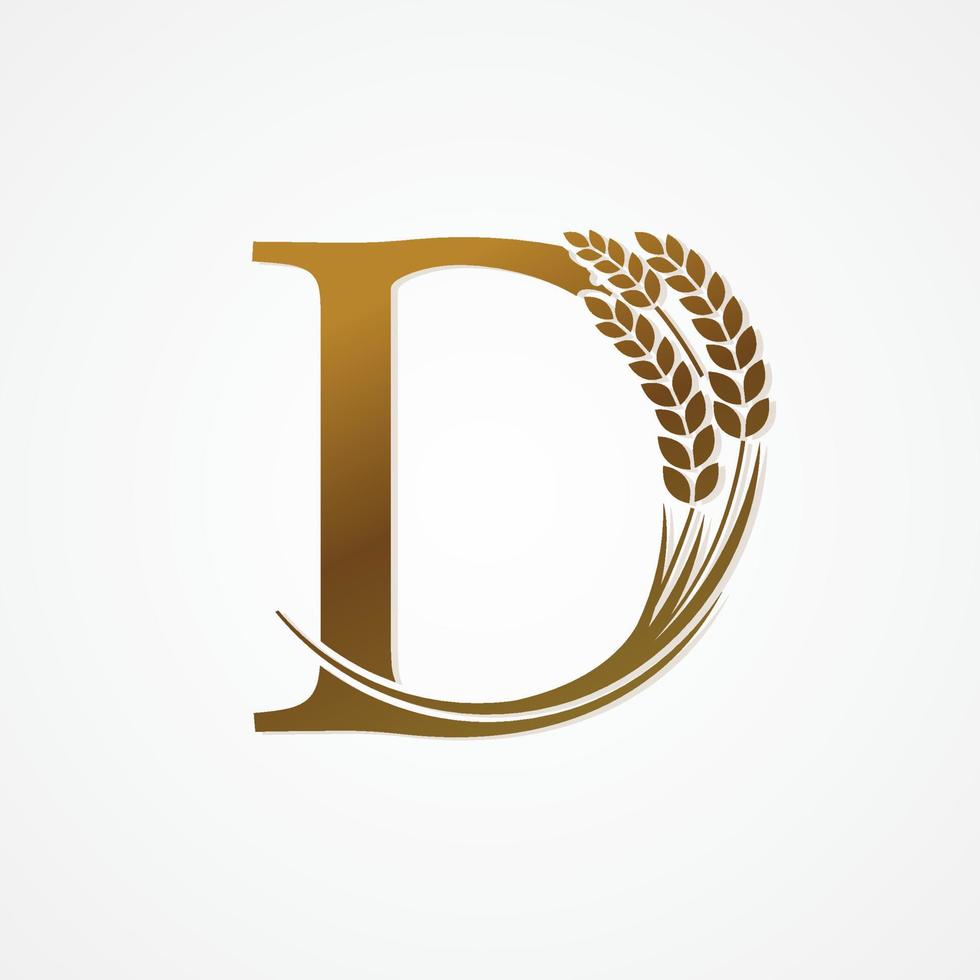 Gold Brief mit Reis zum Logo Design vektor