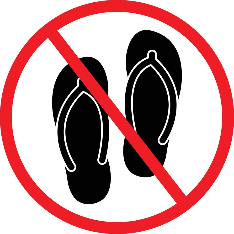 Nej tofflor tecken, flip flops symbol vektor