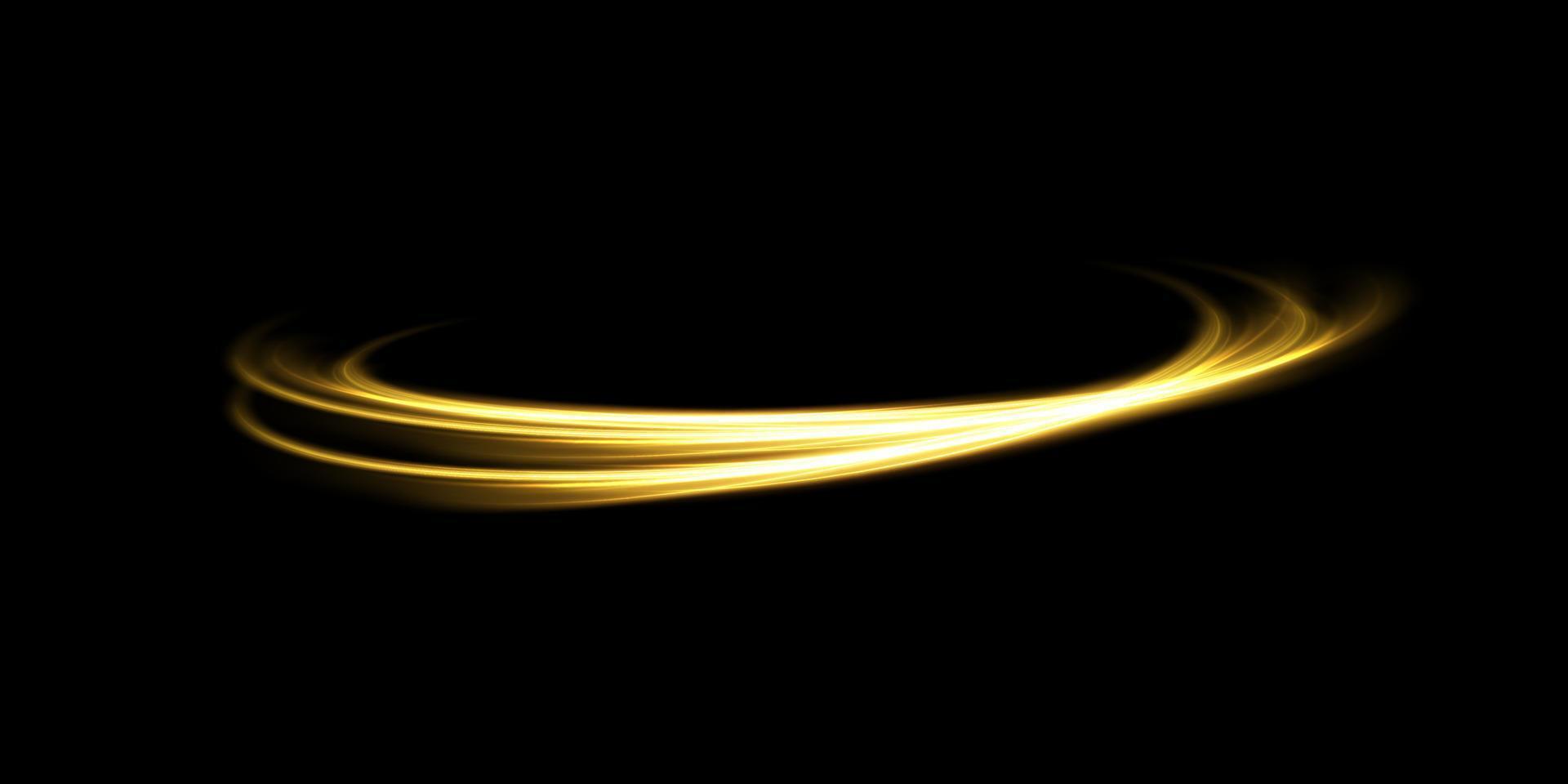 abstrakt Licht Linien von Bewegung und Geschwindigkeit im golden Farbe. Licht täglich glühend Wirkung. halbkreisförmig Welle, Licht Weg Kurve Strudel vektor