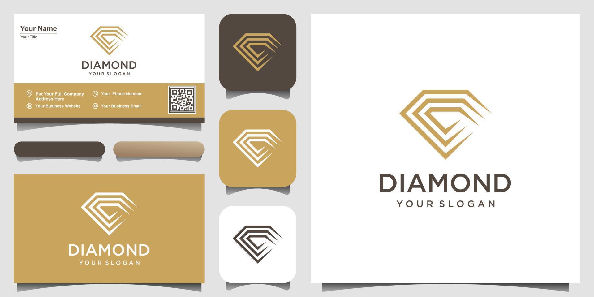 kreativ diamant logotyp design mall och företag kort design. vektor
