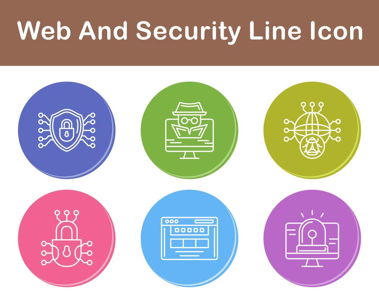 webb och säkerhet vektor ikon uppsättning