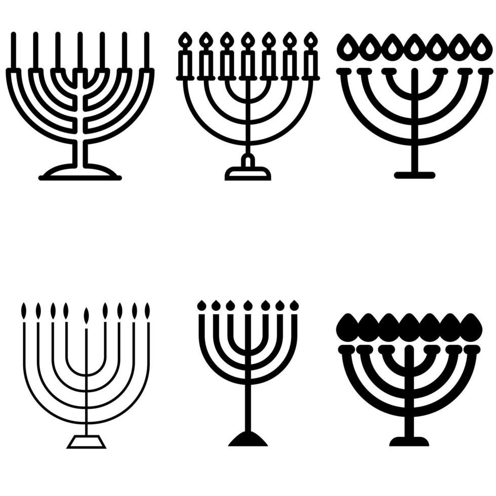 stor menora vektor ikon uppsättning. hanukkah illustration tecken samling. ljus symbol eller logotyp.