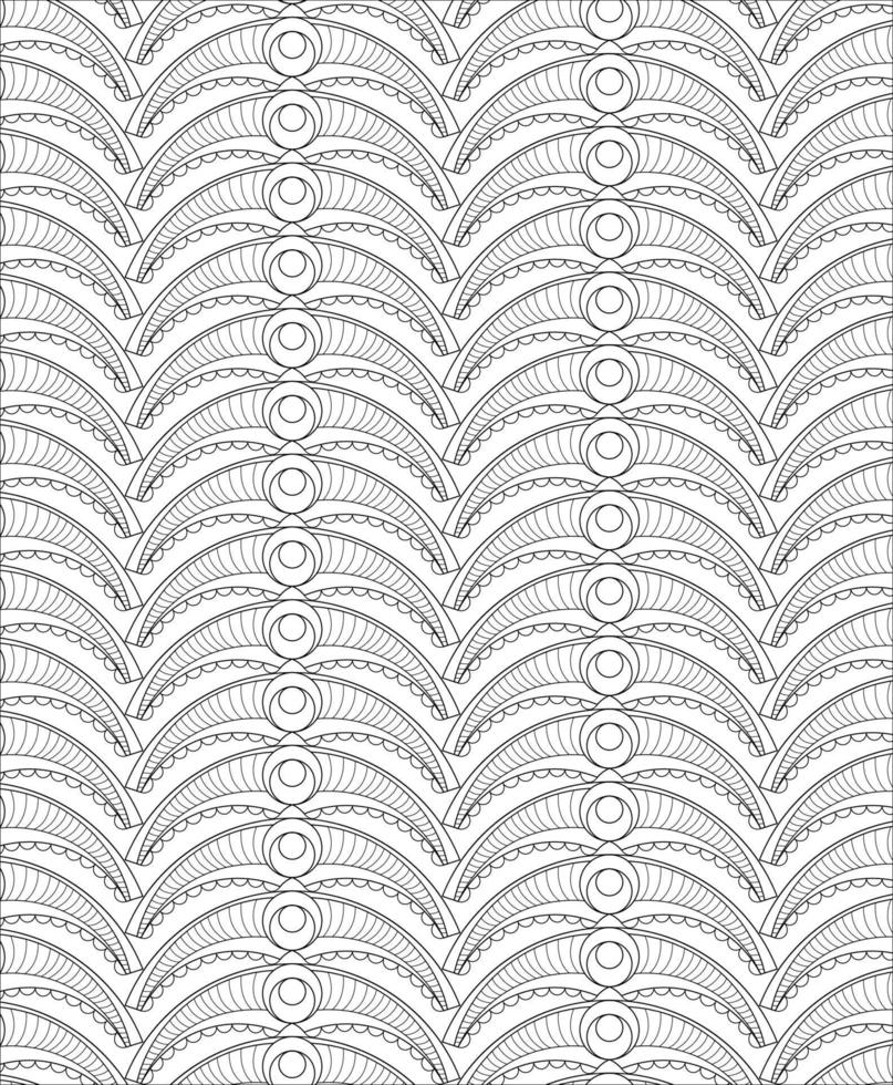 svart och vit sömlös mönster för färg bok i klotter stil. vektor