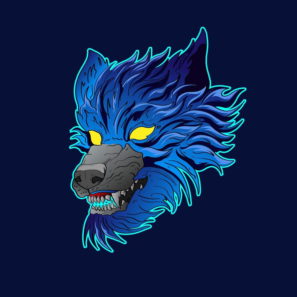 Wolf Design Kopf Emblem von aggressiv wütend Illustration Ihre Fan-Shop oder Geschäft vektor