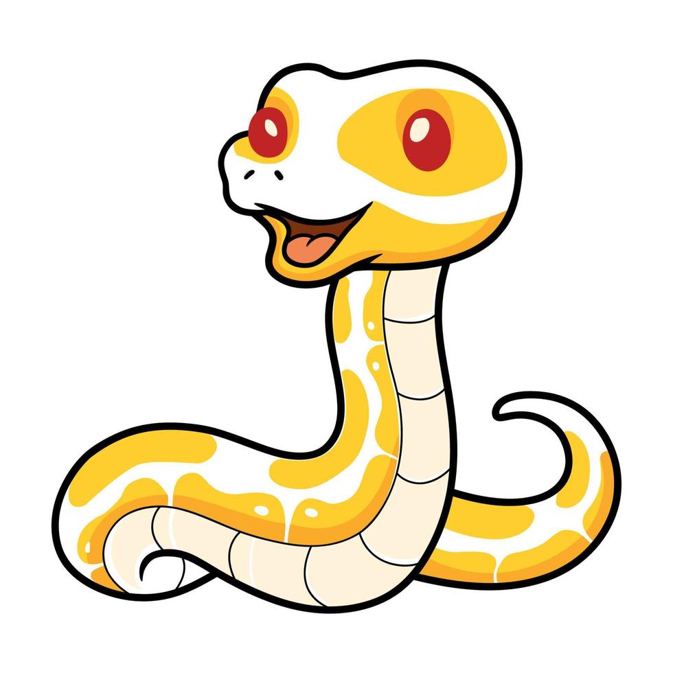 süß Albino Ball Python Schlange Karikatur vektor