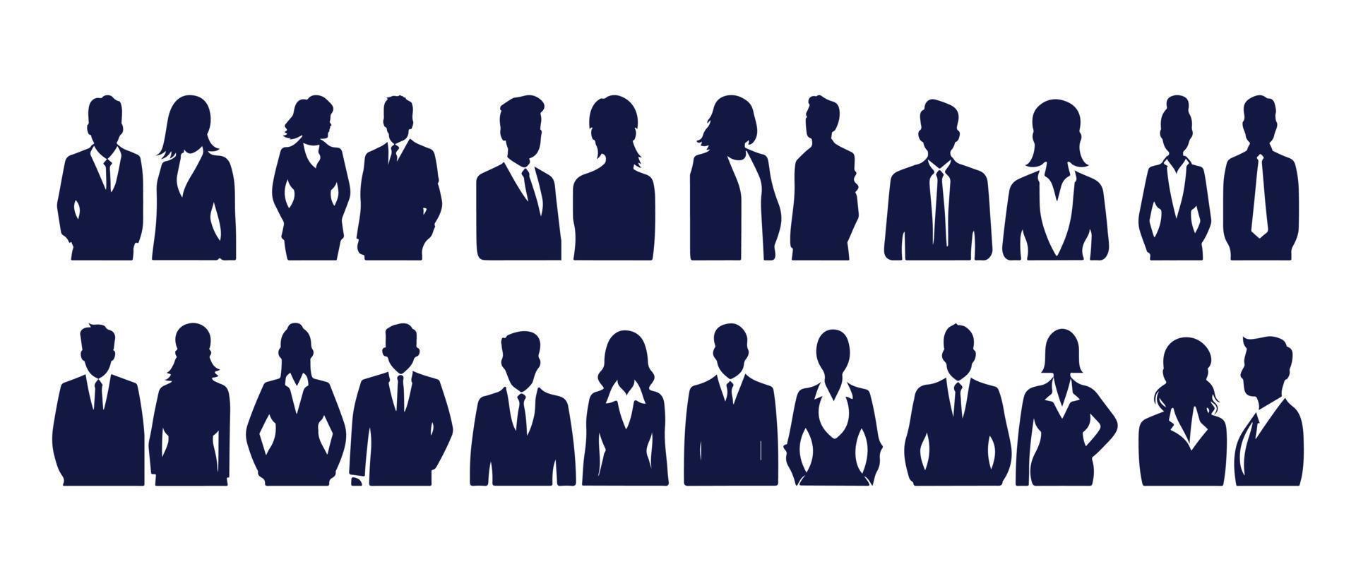 Geschäft Menschen Benutzerbild Profil Kopf Symbol Silhouette einstellen Geschäft Mann Frau Benutzer Gesicht Avatare Symbole Silhouetten Vektor Illustration