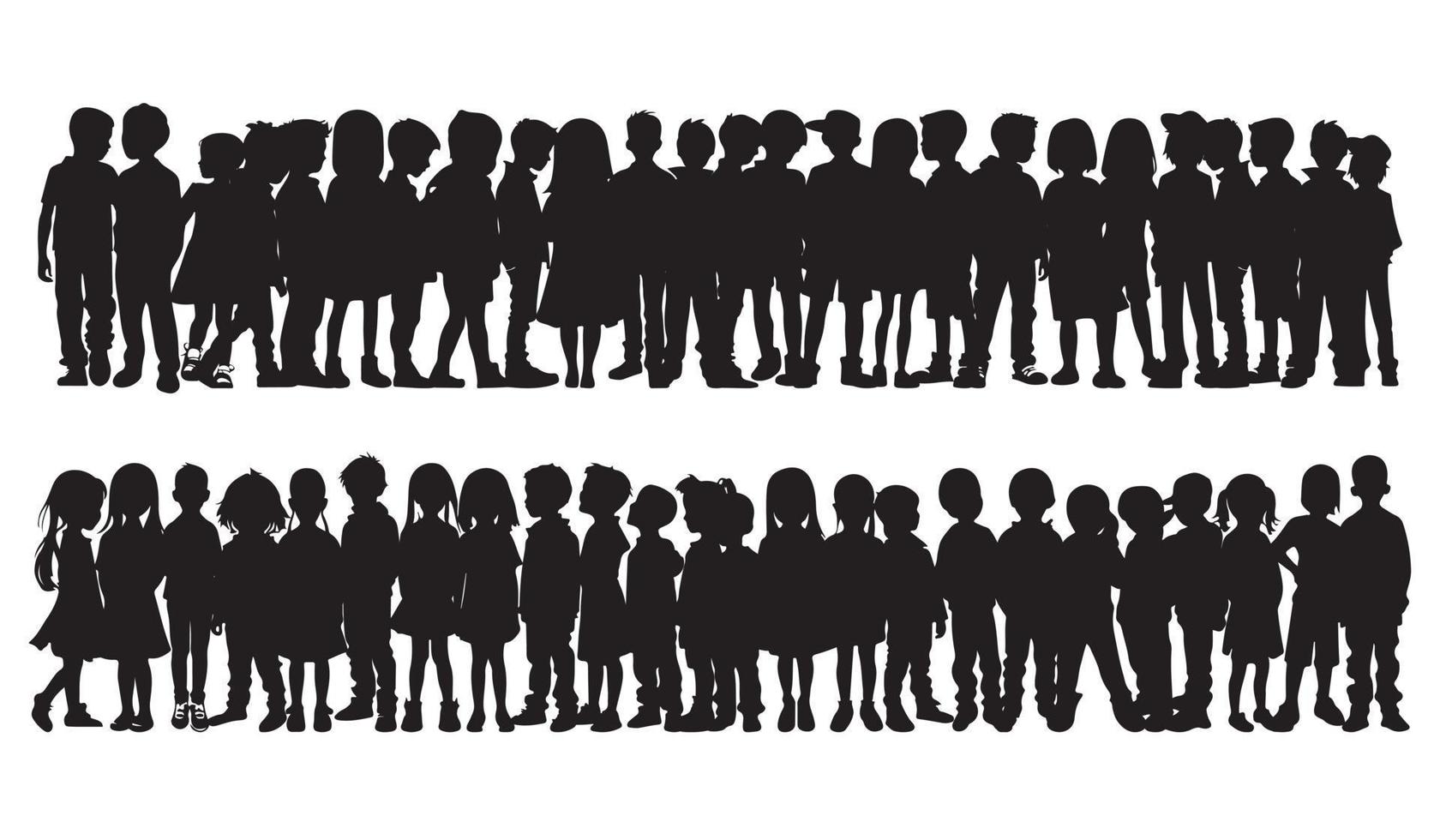 Menschen Silhouette einstellen Mann Frau Silhouetten Menge von Menschen Familie Kinder Erwachsene jung Menschen Jugend Hintergrund Vektor Illustration