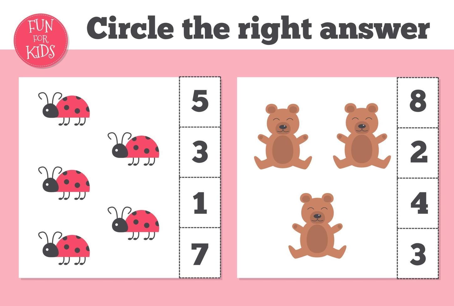 räkningsspel för förskolebarn. hemundervisning. utbilda ett matematiskt spel. vektor