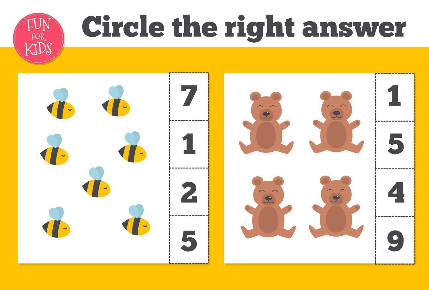 räkningsspel för förskolebarn. hemundervisning. utbilda ett matematiskt spel. vektor