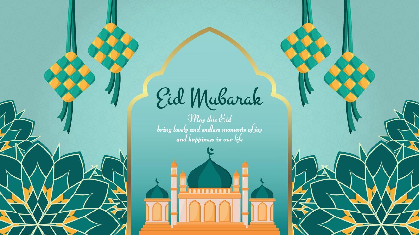 eid mubarak islamic bakgrund mall vektor illustration