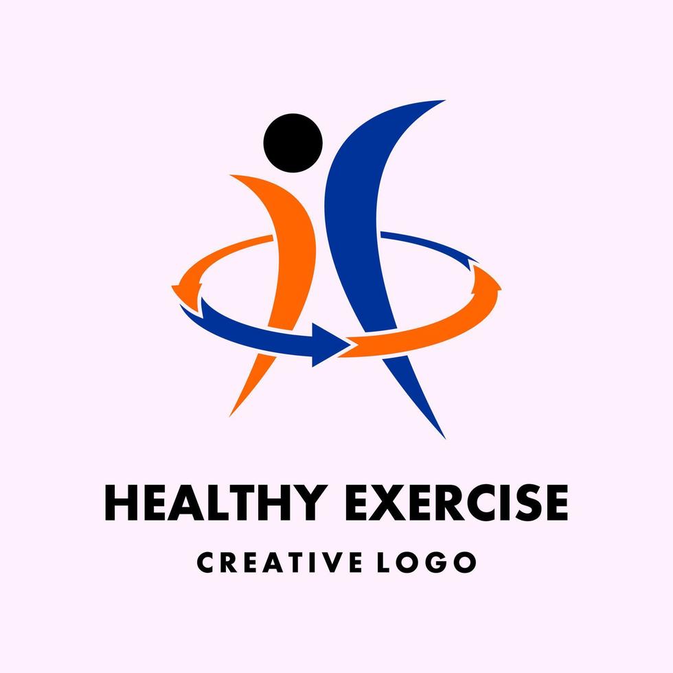 Körper Bewegung Symbol. Sport elegant Vektor Logo Vorlage.. Logo zum ein gesund Gymnastik Gruppe oder Gemeinschaft. Körper Bewegung Symbol im Pfeil Kreis
