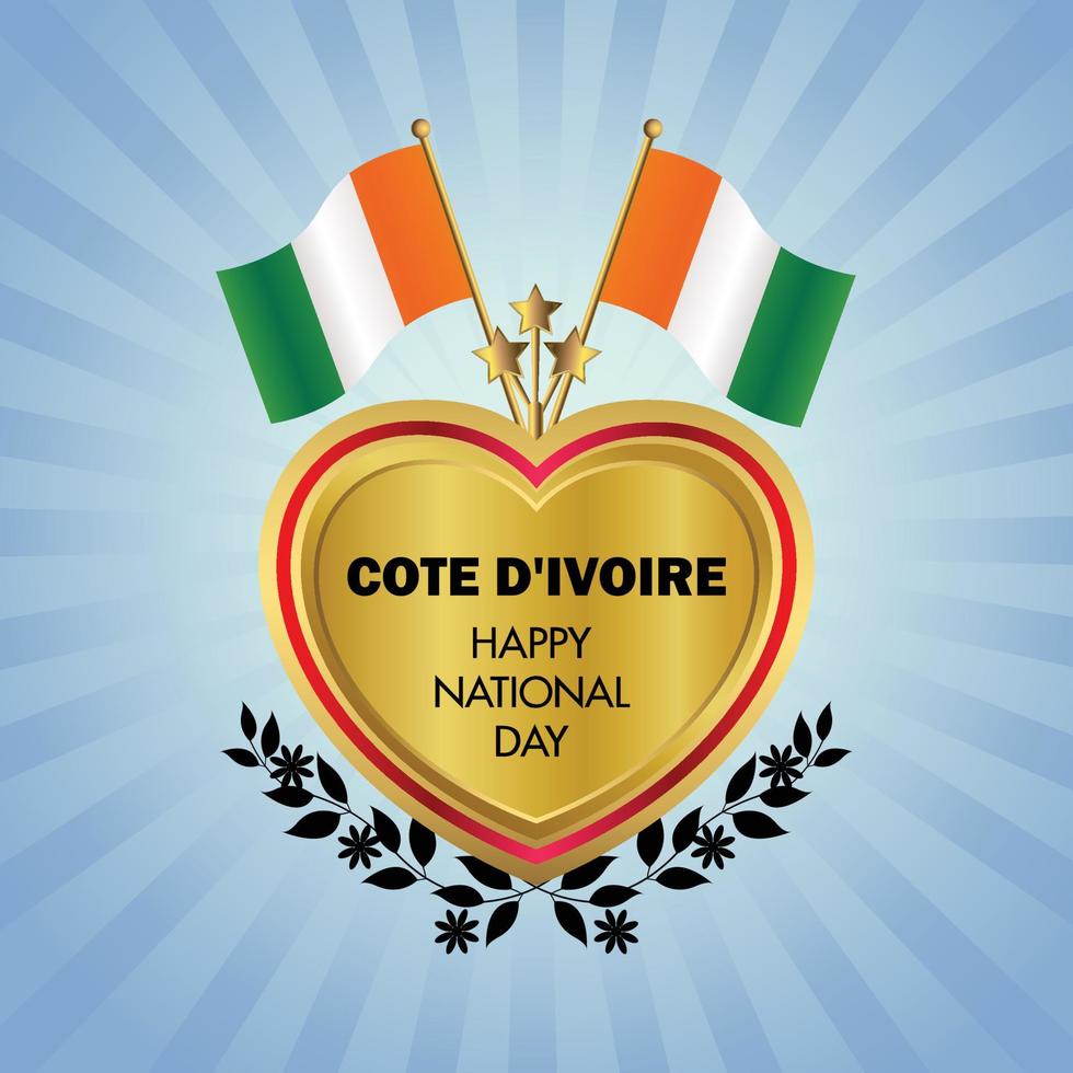 cote d'ivoire Flagge Unabhängigkeit Tag mit Gold Herz vektor