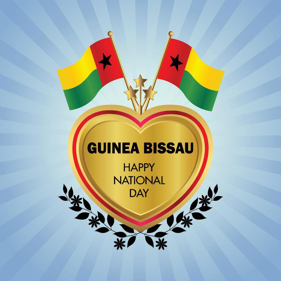 guinea bissau flagga oberoende dag med guld hjärta vektor