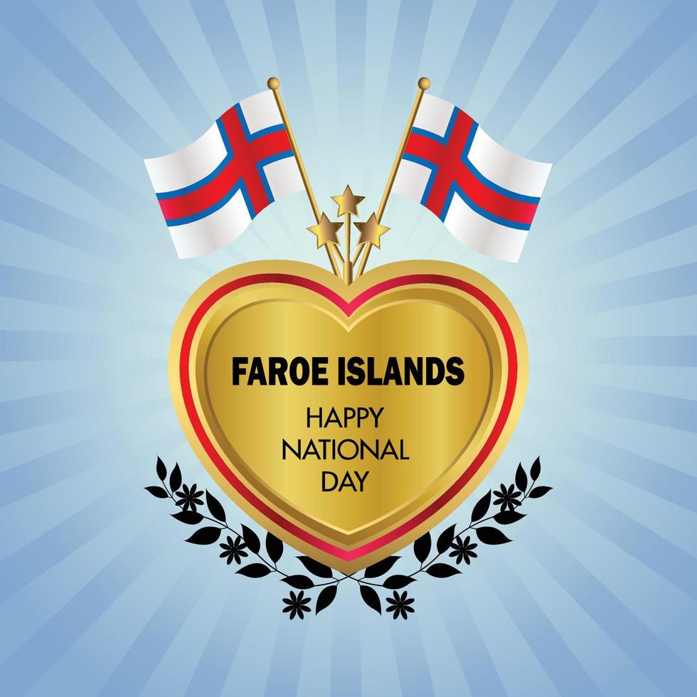 faroe öar flagga oberoende dag med guld hjärta vektor