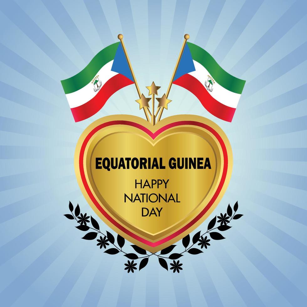 ekvatorial guinea flagga oberoende dag med guld hjärta vektor
