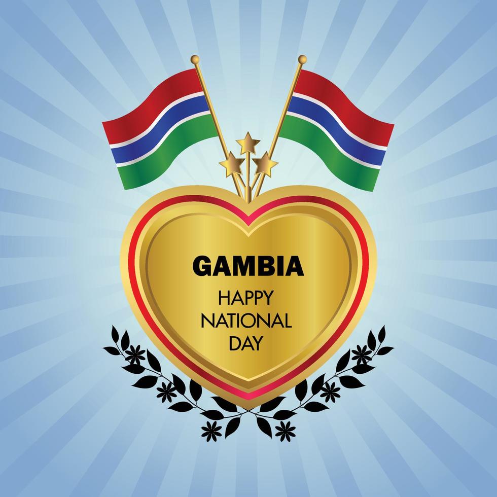 Gambia Flagge Unabhängigkeit Tag mit Gold Herz vektor