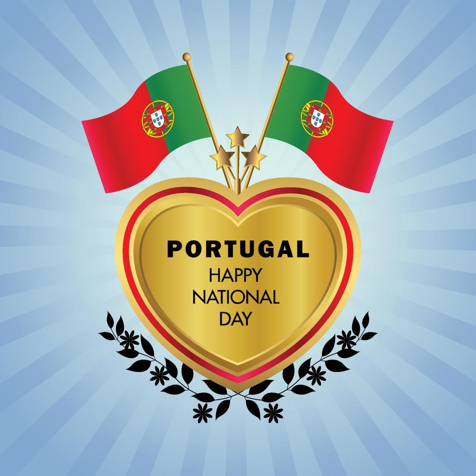 Portugal Flagge Unabhängigkeit Tag mit Gold Herz vektor