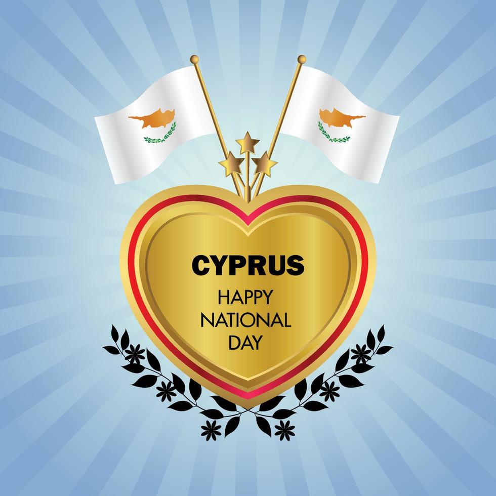 Zypern Flagge Unabhängigkeit Tag mit Gold Herz vektor