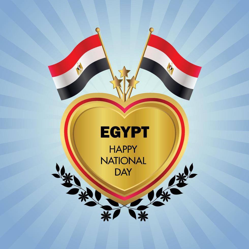 egypten flagga oberoende dag med guld hjärta vektor