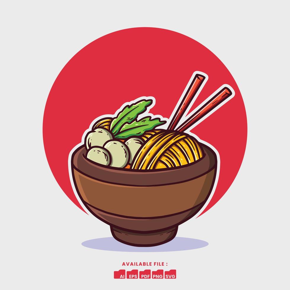 hand dragen söt Ramen illustration vektor