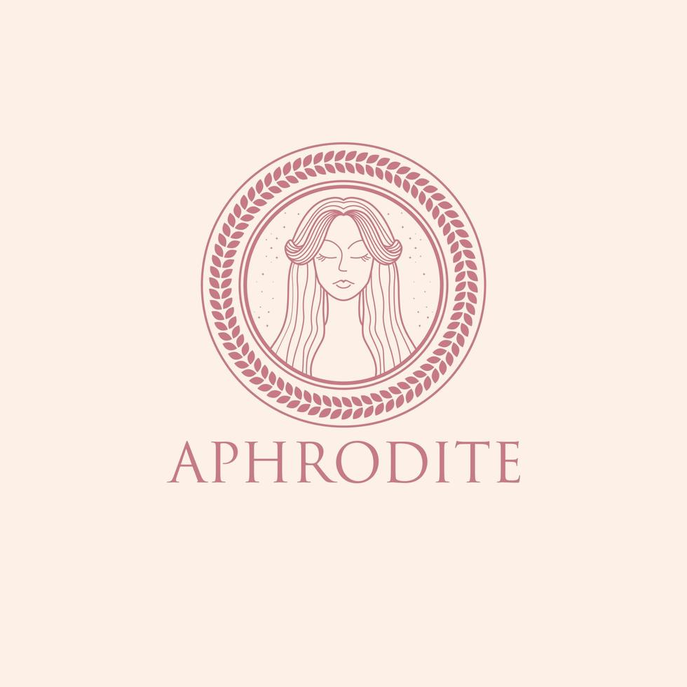 Aphrodite Logo Design. uralt Göttin Emblem. Luxus Logo zum Schönheit Industrie. vektor