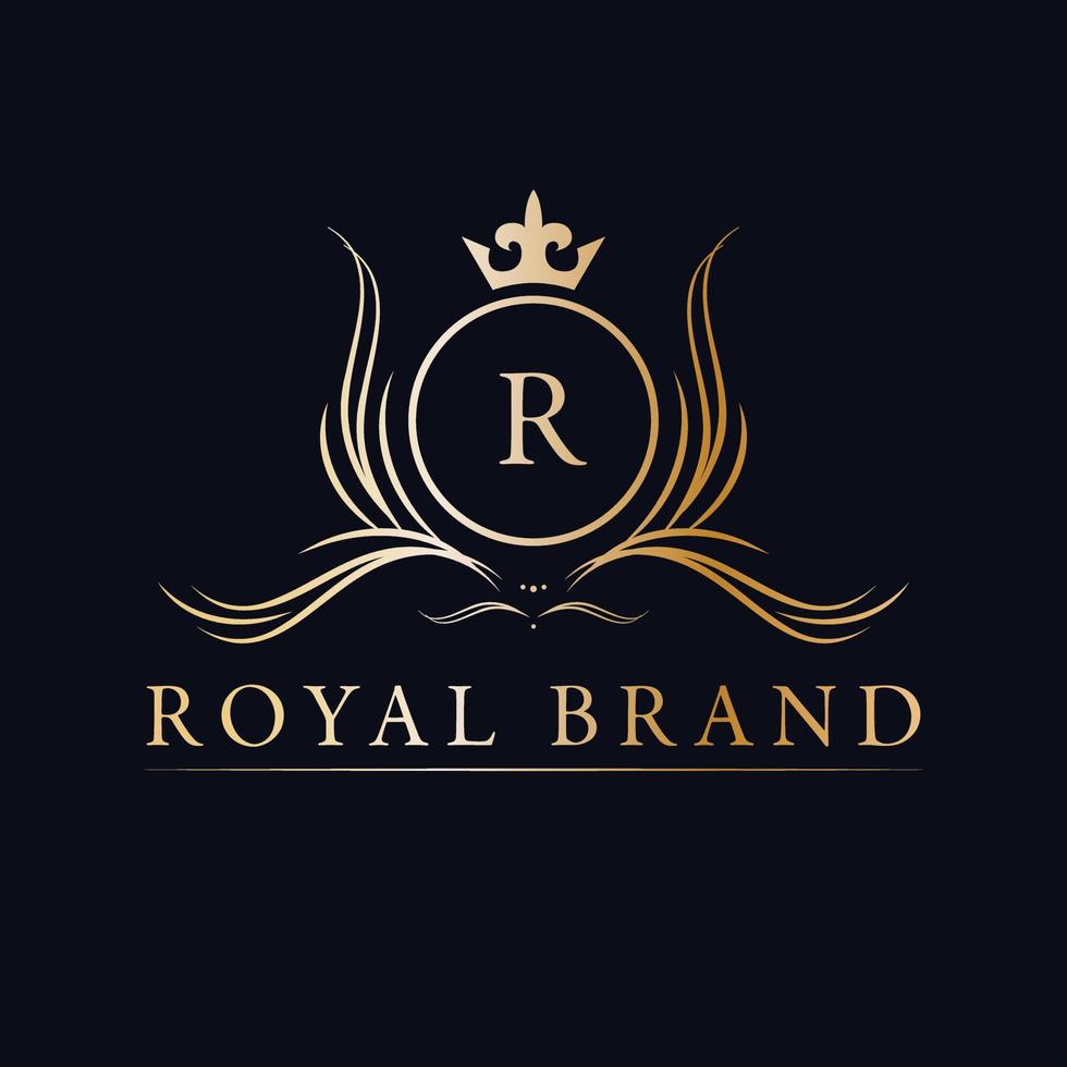 viktorianisch königlich Marke Logo Design. klassisch Luxus Logotyp. elegant Logo mit Krone. vektor