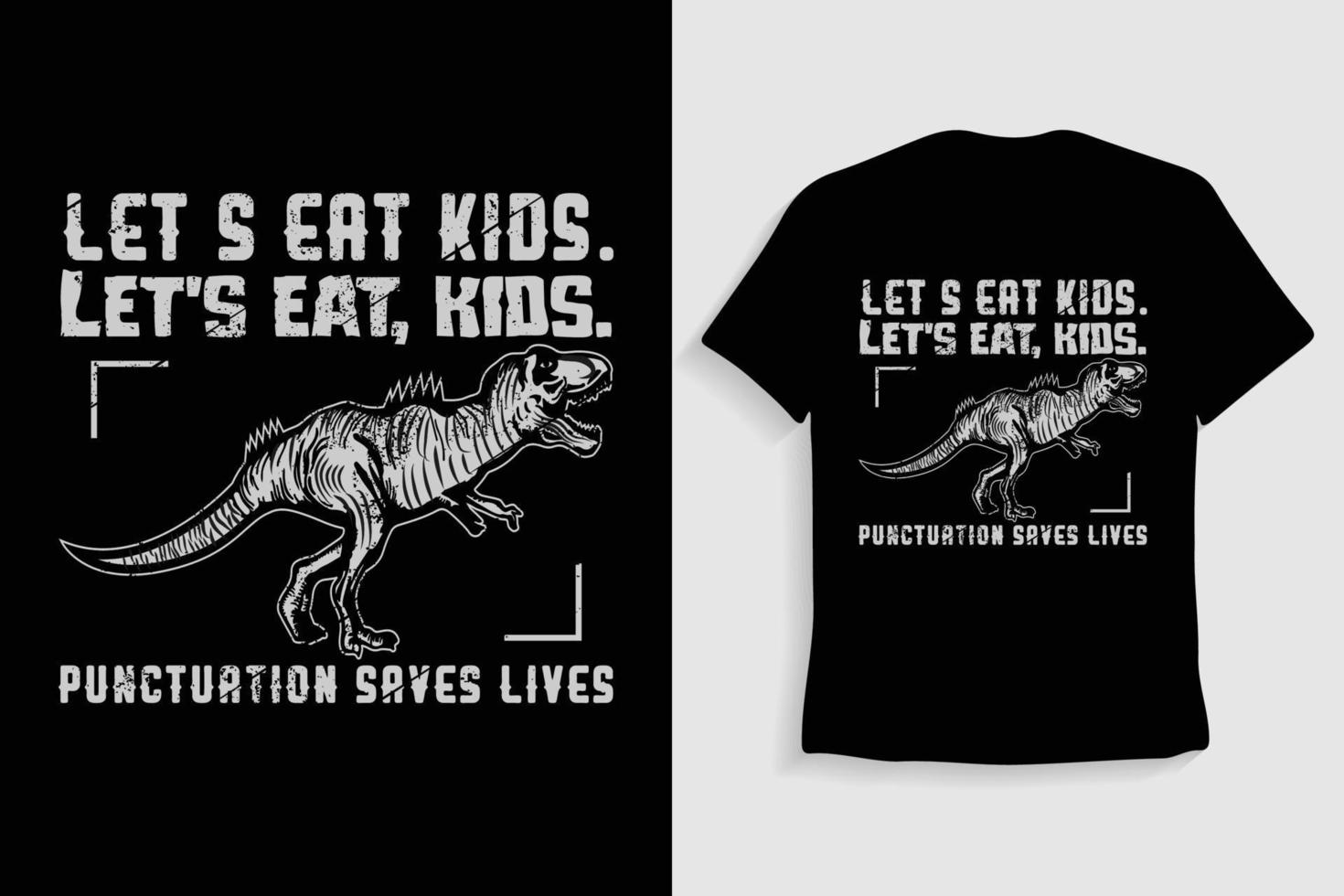 barn roligt affisch design med t-shirt eller dinosaurie illustration. vektor