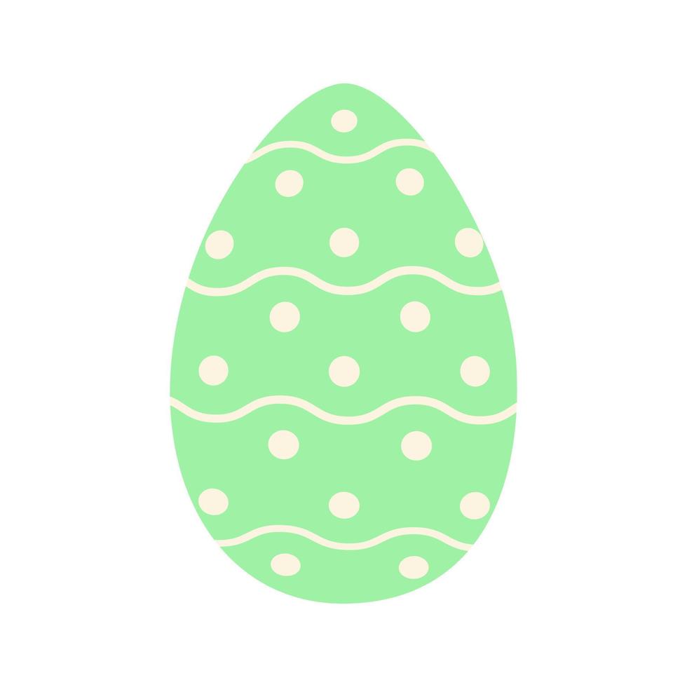 Ostern Ei im modisch Grün mit ein einfach Muster von wellig Linien und Punkte. glücklich Ostern. Aufkleber. Symbol vektor