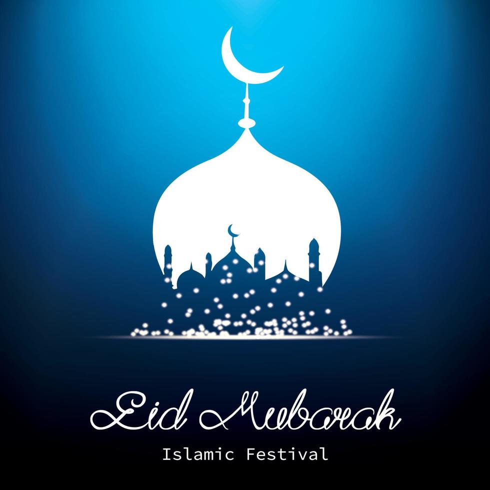 eid mubarak hälsning kort design med islamic bakgrund vektor