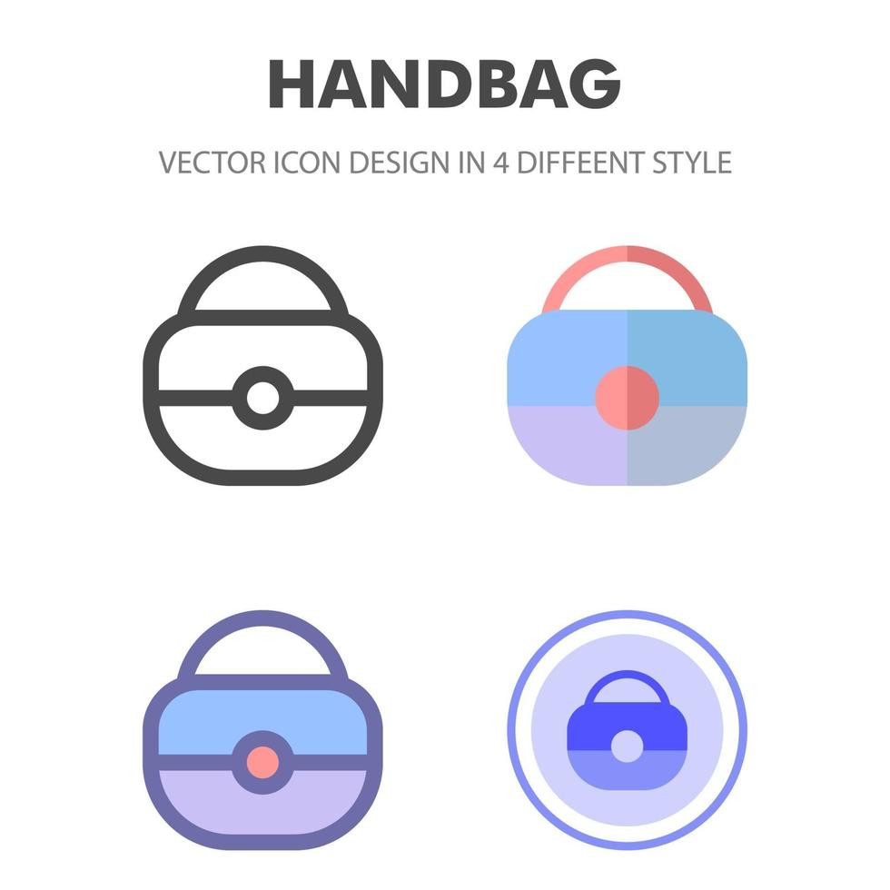 Handtaschen-Icon-Design in 4 verschiedenen Stilen. Icon Design für Ihr Website-Design, Logo, App, UI. Vektorgrafiken Illustration und bearbeitbarer Strich. eps 10. vektor