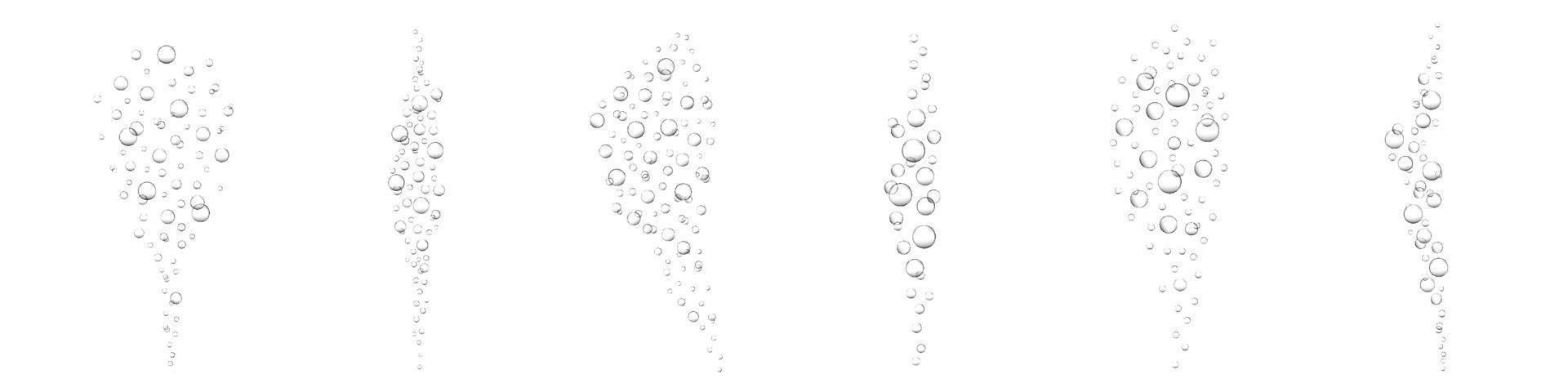 Luftblasen im Wasser. kohlensäurehaltiges Getränk, Soda, Champagner, Limonade, Sekt. Unterwasser-Sauerstoffblasen im Meer oder Aquarium vektor