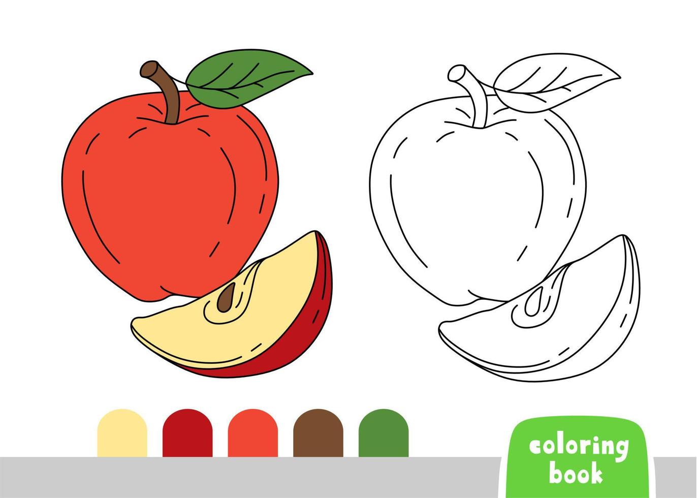färg bok för barn äpple sida för böcker tidningar färg vektor illustration