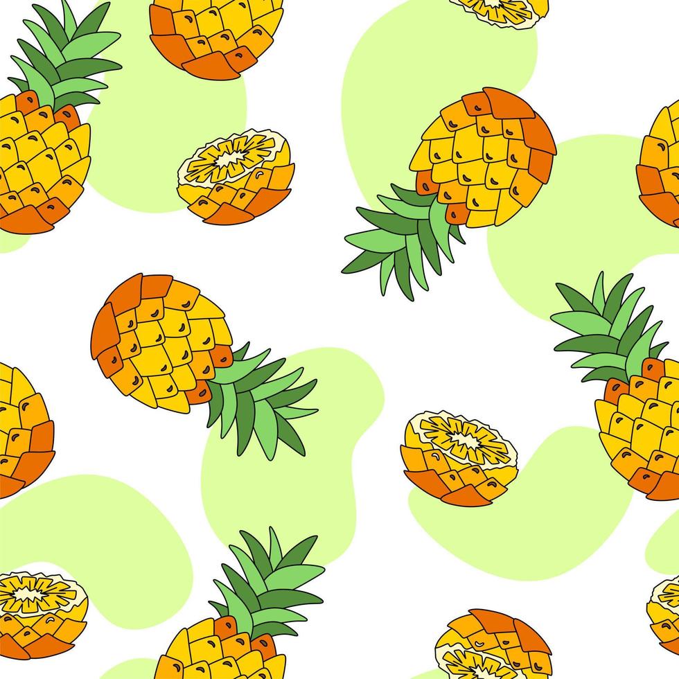 ananas mönster sömlös på vit bakgrund vektor illustration
