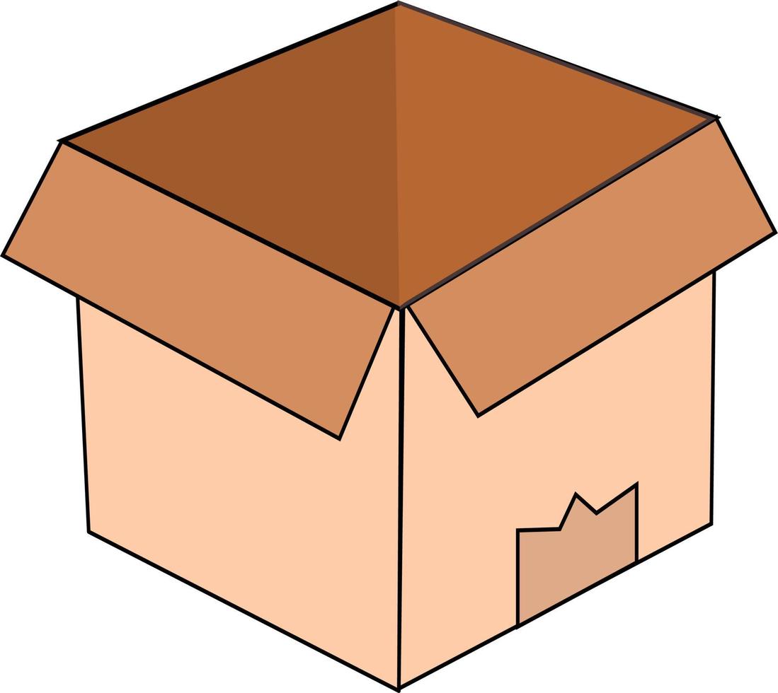 öppen platt låda. kartong låda. vektor illustration.