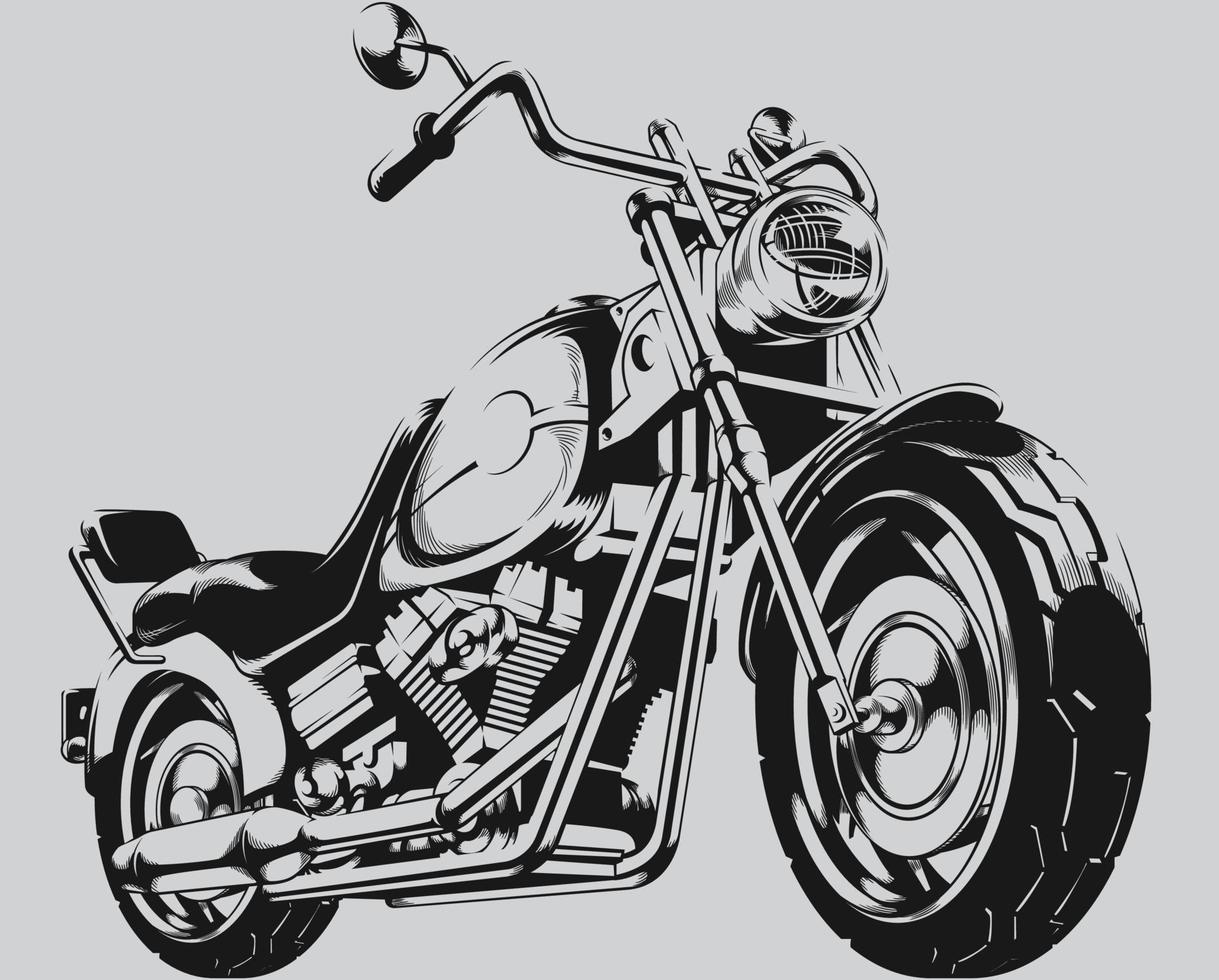 Vintage Motorrad Chopper Biker Silhouette Illustration Clipart vektor