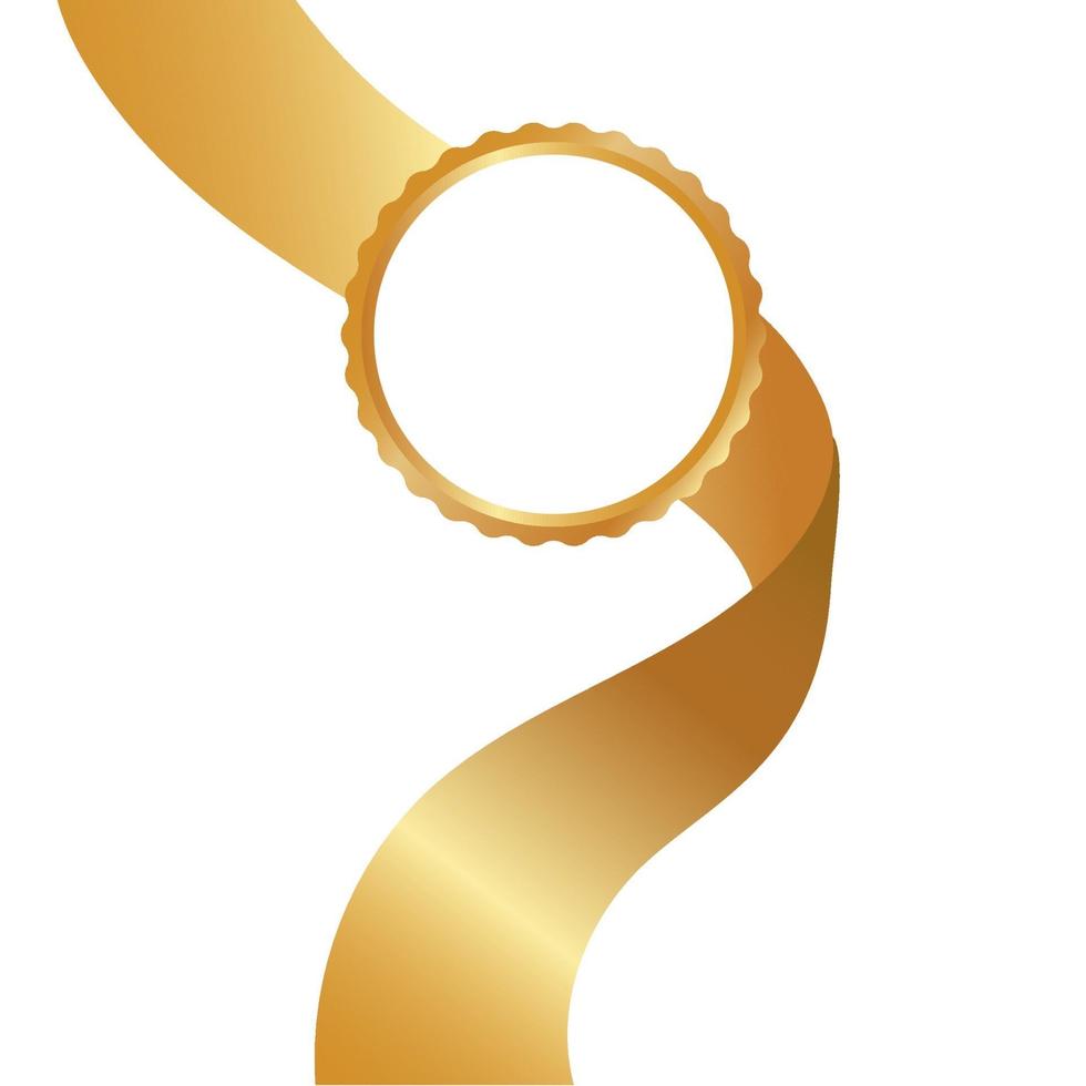 gyllene stämpel med band isolerad på vit bakgrund. lyxförsegling. vektor designelement. gyllene symbol för vinnare, firande, sporttävling, mästarbevis för din logotyp