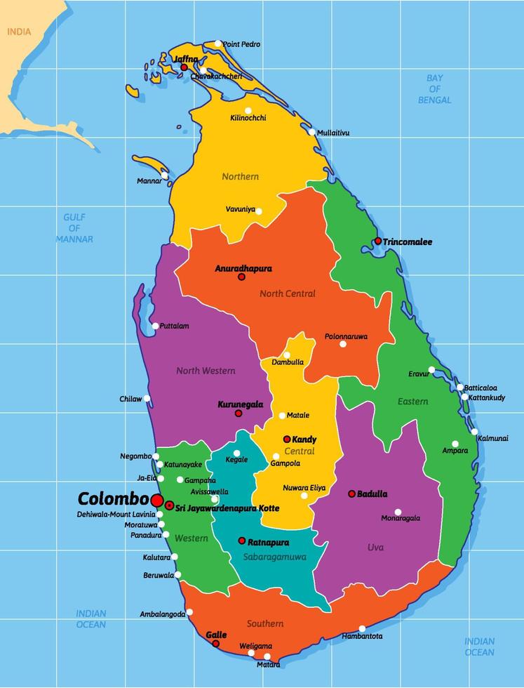 sri Lanka Karte Land vektor