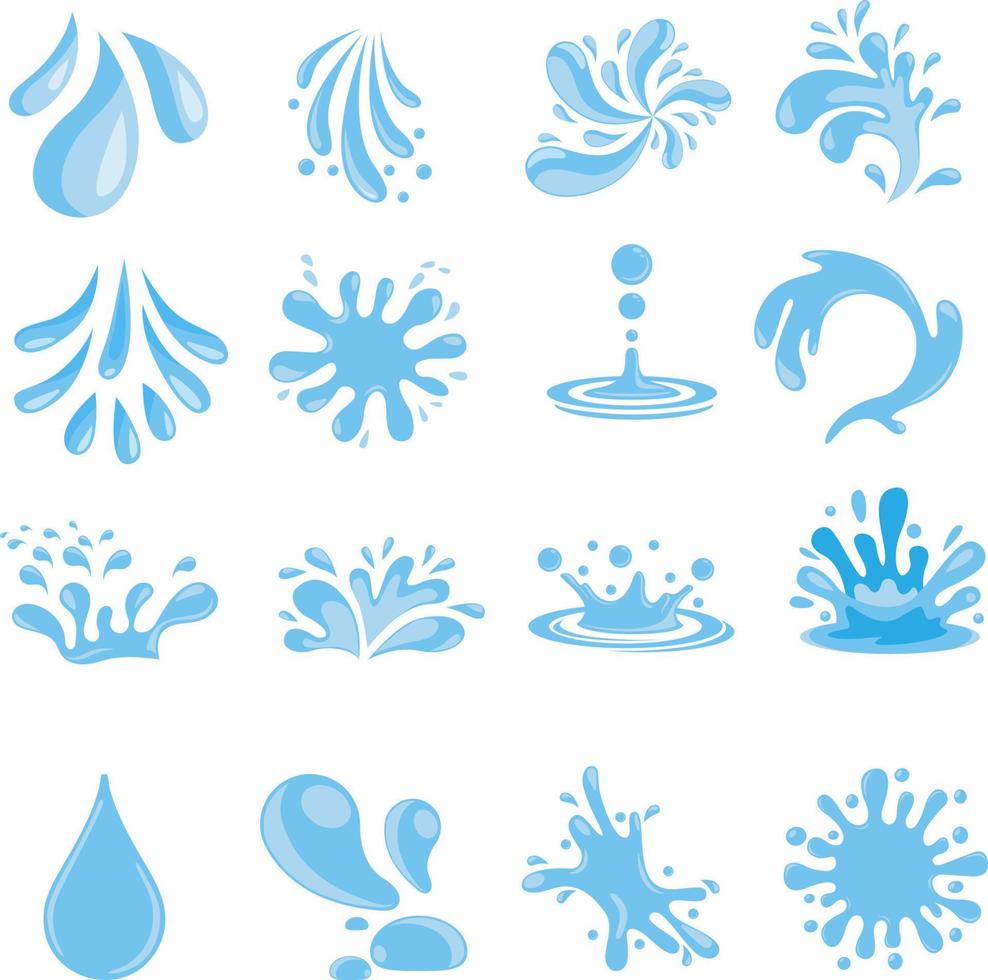 Wasser Spritzen Symbol Vektor Satz. Tropfen Illustration Zeichen Sammlung. Ozean Symbol. Meer Logo. Wasser Quelle markieren.