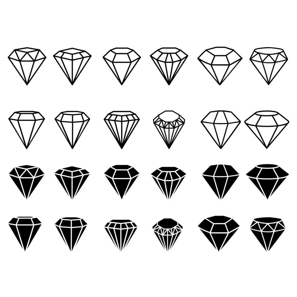 diamant ikoner vektor uppsättning. ädelsten illustration tecken samling. juvel symbol.