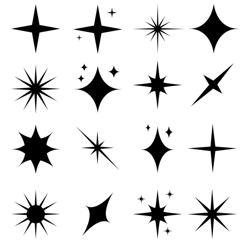 Funkelnde Vektorsymbole gesetzt. Glanz-Symbol-Illustration. Sternzeichen-Sammlung. vektor
