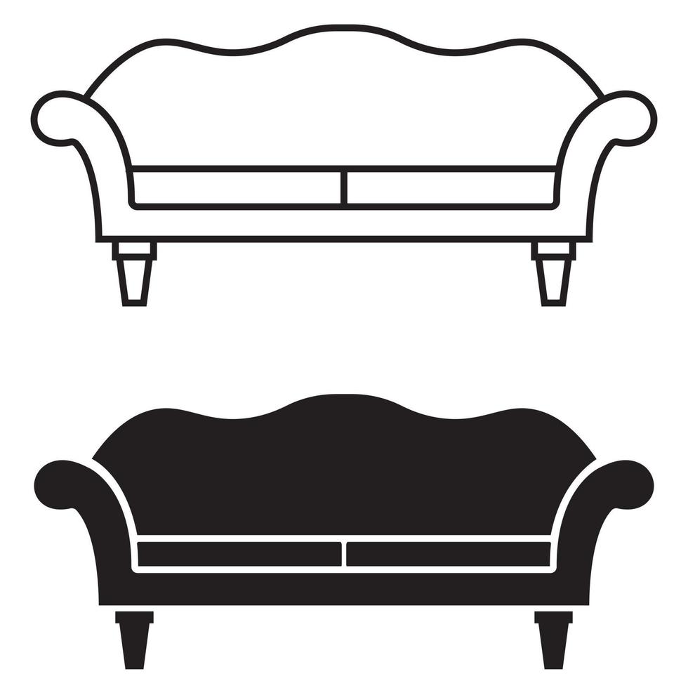 Möbel schwarz Symbole Vektor Satz. Sessel Illustration Symbol Sammlung. Sofa Symbol oder Logo.