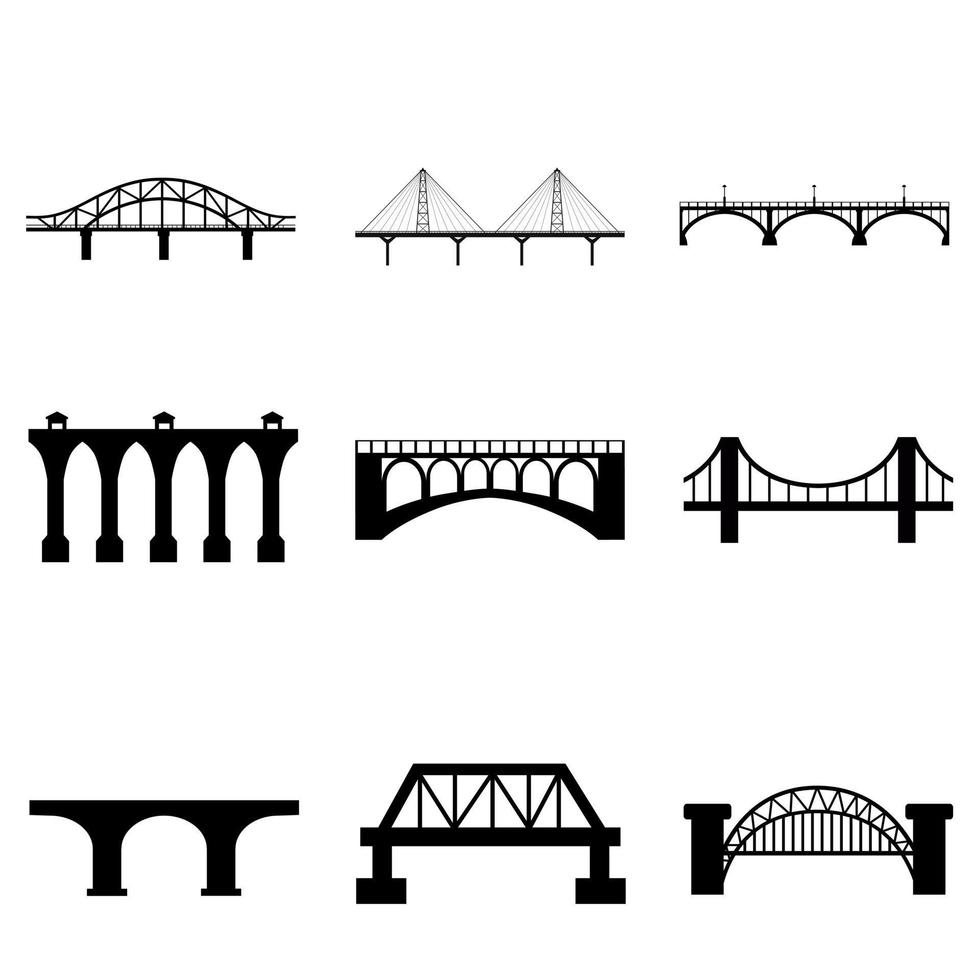 Brücke Symbol Vektor Satz. die Architektur Illustration Zeichen Sammlung. Konstruktion Symbol oder Logo.