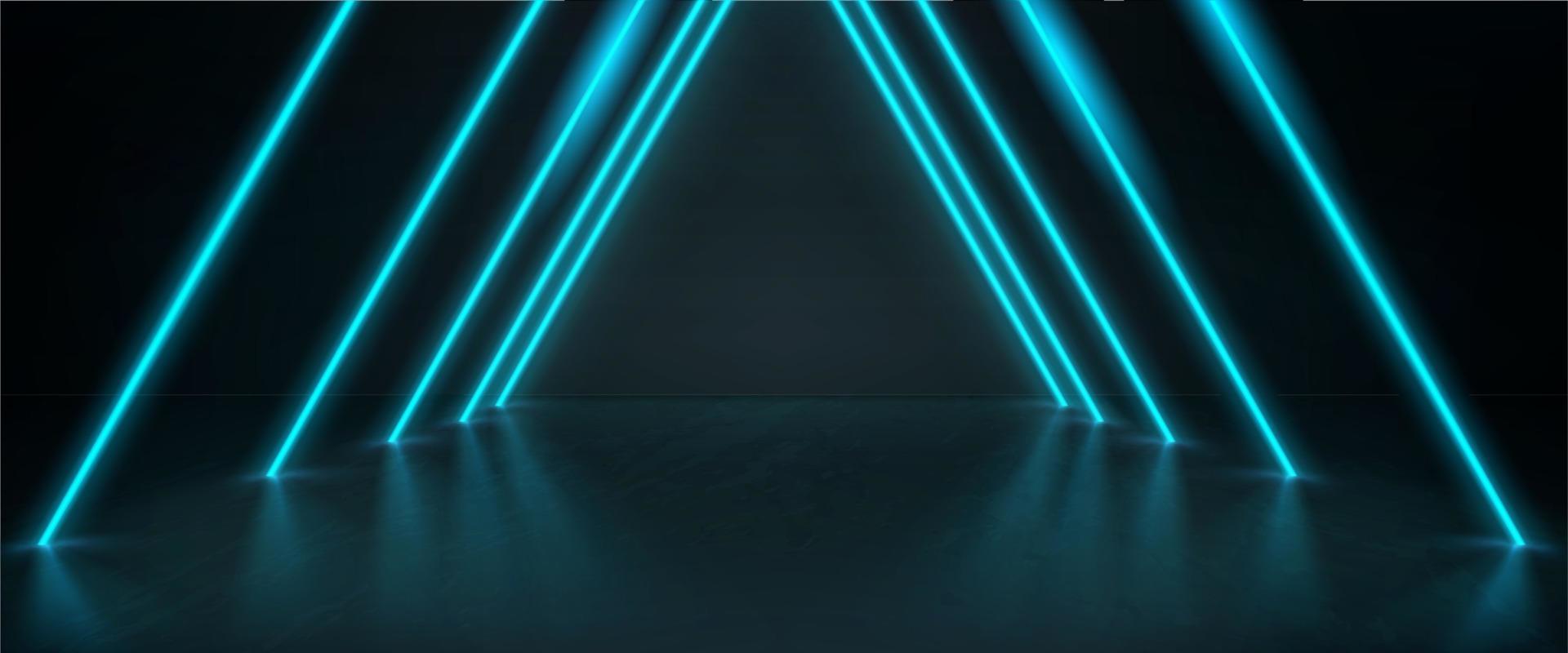 realistisch dunkel Zimmer mit LED Licht Erleuchtung vektor