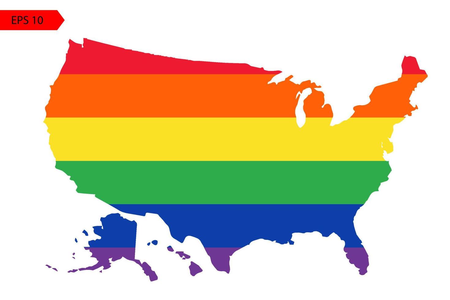 HBTQ flagga vektor illustration. Amerika Karta. vektor ikon. USA silhuett Karta. Allt stater