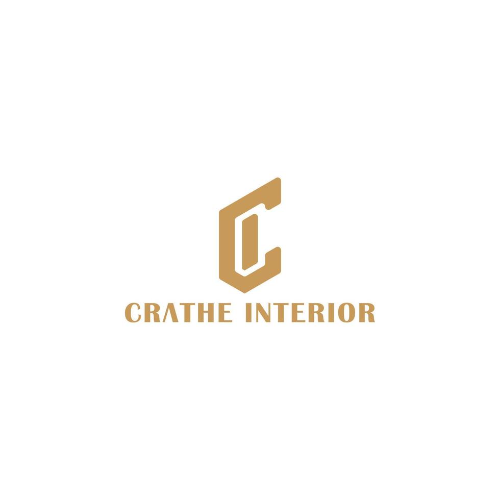 abstrakt första brev ci eller ic logotyp på guld Färg isolerat på vit bakgrund applicerad för interiör design logotyp också lämplig för de märken eller företag ha första namn ic eller ci. vektor