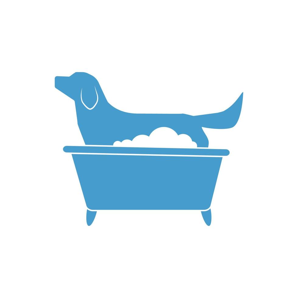 hund grooming logotyp i blå Färg vektor